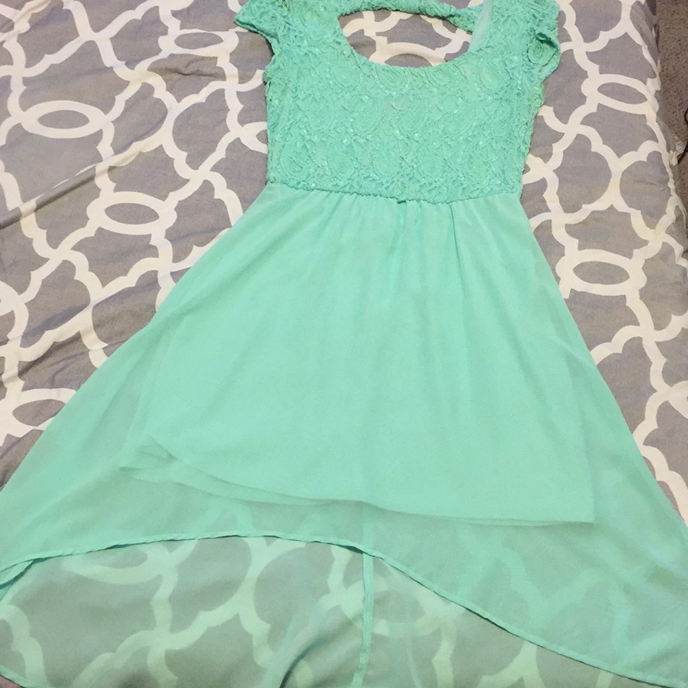 Aqua high low dress